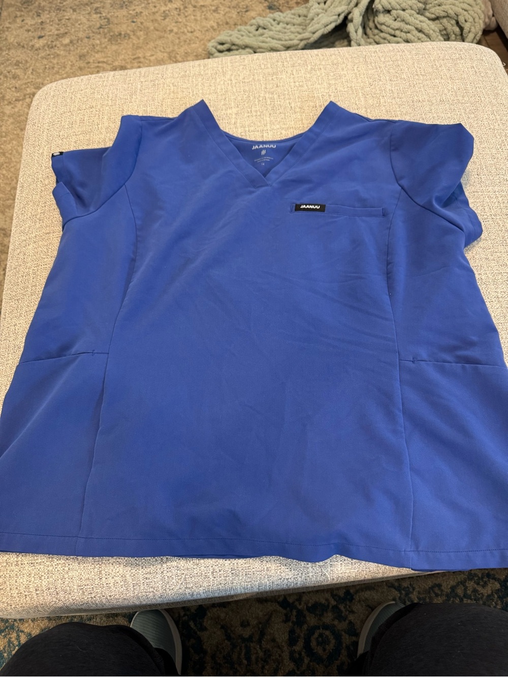 Jaanuu Women’s V-Neck Scrub Top in Royal Blue